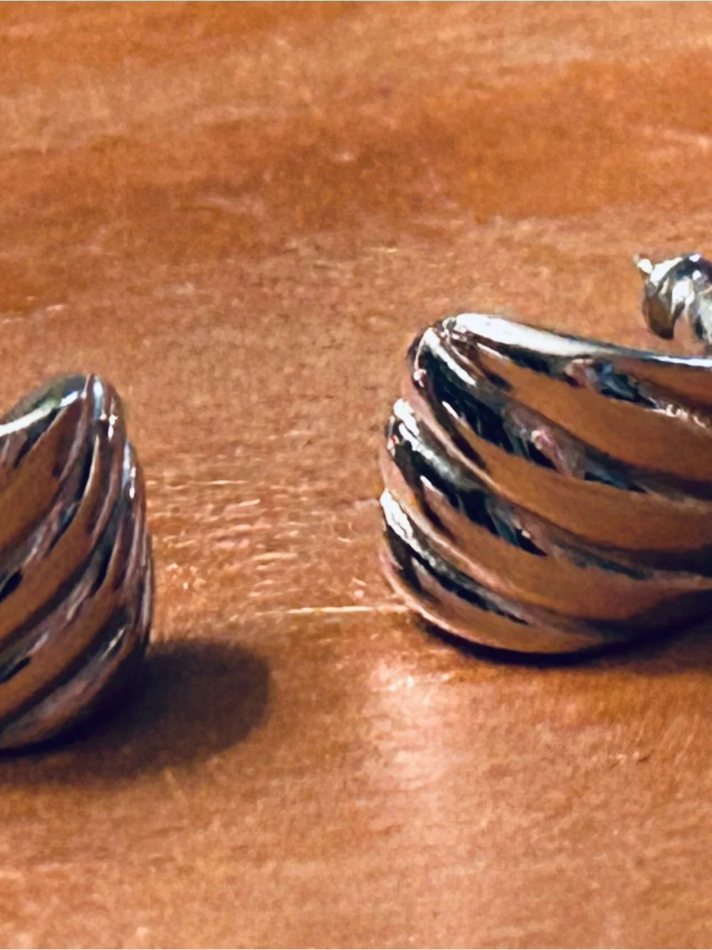 Monet Silver-Tone Ribbed Earrings